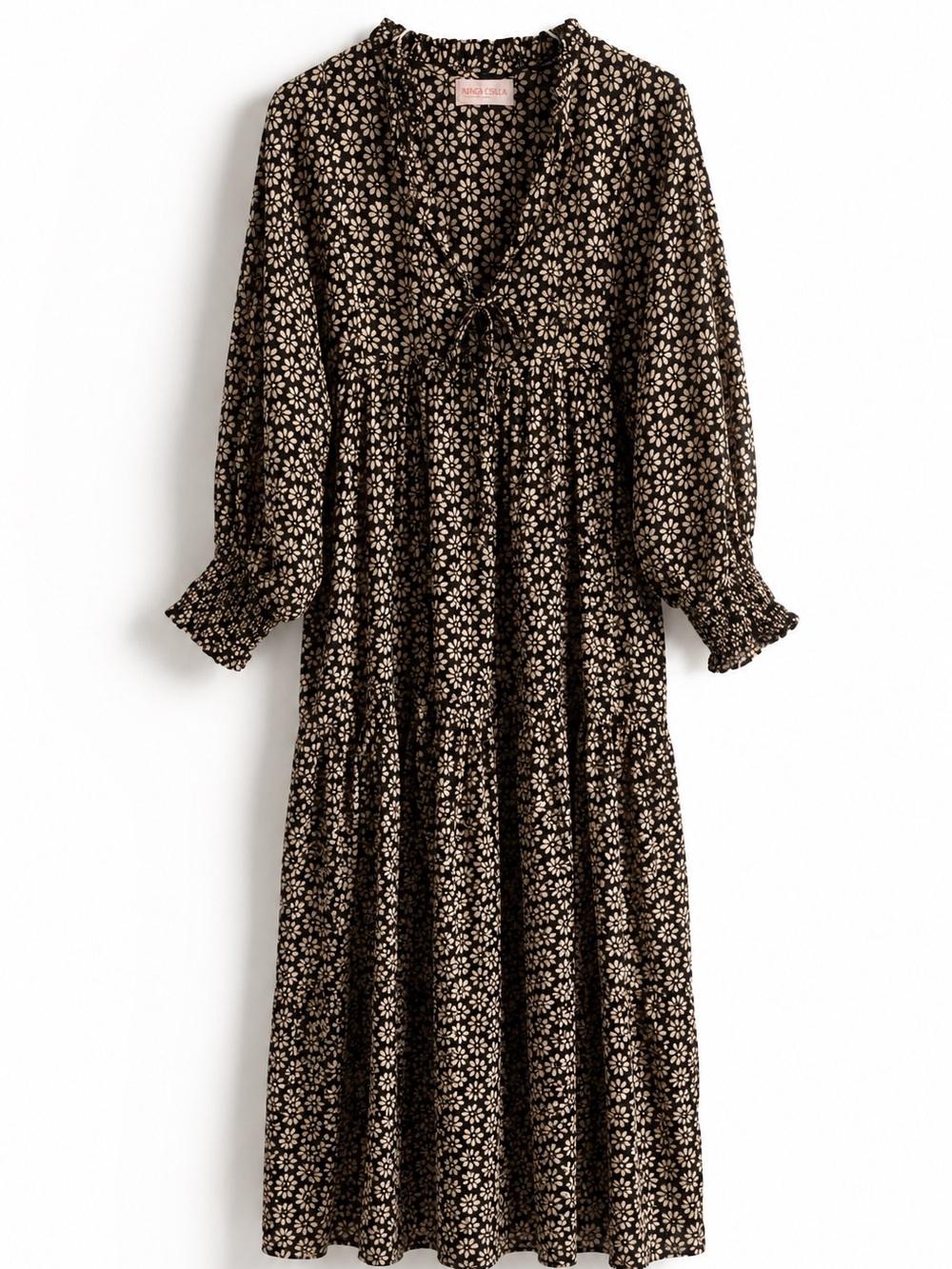 ANTHROPOLOGIE KINGA CSILLA COTTON JOSEFINA FLORAL PYNE MAXI BALOON BOHO DRESS S - Picture 5 of 10